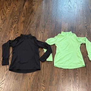 GAP Fit women’s workout half zips in green and black, medium